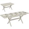 Outsunny Tavolo da Giardino Allungabile per 8-10 Persone 154/214x85cm, Tavolo da Pranzo Estensibile Esterno Alluminio Piano Effetto Legno, Gambe a X Acciaio per Patio Terrazzo Balcone, Grigio Argento
