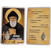 OVUNQUE PROTEGGIMI Immagini Santino, Set di 5 Immaginette dei Santi con Preghiera Multilingua. con Medaglia Madonna Miracolosa. Holy Card. Plastificate. (San Charbel)