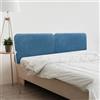 DHOME Testiera Imbottita Liscia Arrotondata in Lino Naturale per Parete Acustica Testate Letto Pannello Fonoassorbente Camera da Letto (Blu Marino, 180cm Dual)