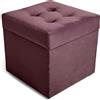 MG Design Pouf contenitore imbottito 45 × 45 cm Viola - capacità ca. 50 L, fino a 300 kg, superficie morbida con leggero riflesso, struttura in legno massiccio, già montato e facile da pulire
