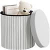 WOLTU Pouf Sgabello con Contenitore Rotondo, Poggiapiedi per Divano, Pouf Basso Pieghevole, per Soggiorno, Camera da Letto, in Velluto, φ38xH36cm, Grigio chiaro