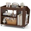 COSTWAY Tavolino da Salotto a 3 Ripiani con Ruote, Tavolino Caffè Laterale in Legno per Soggiono e Studio, Mobile Porta Stampante per Casa e Ufficio, 76 x 39,5 x 55 cm, Noce