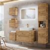 Lomadox Set di mobili da bagno con lavabo da 80 cm e specchio a LED, rovere Wotan, armadio alto, 3 pensili, larghezza x altezza ca. 180/200/46 cm