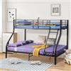 FetiNes Letto a castello a 3 posti in metallo 90 x 200 cm e 140 x 200 cm, letto per bambini e adulti, camera da letto casa, nero