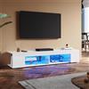 SUNXURY Mobile TV bianco lucido 160 cm con illuminazione a LED 160 x 39 x 30 cm (larghezza x profondità x altezza), moderno mobile per TV con ripiano in vetro da 5 mm