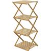 Spetebo Scaffale pieghevole in bambù con 4 ripiani, 94 cm di altezza, pratico scaffale pieghevole multiuso - Scaffale decorativo per fiori, piante, libri, soggiorno, bagno, corridoio