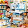 locwanot Set scrivania e sedia da studio per bambini, altezza regolabile, set di sedie da tavolo scolastico per bambini e ragazze, tavoli di apprendimento con lampada, supporto per libri, cassetto di