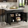 TOBIDOEN Piano di lavoro cucina isola cucina con ampio piano di lavoro con struttura in marmo 100 x 90 x 90 cm, semplice tavolo nero con 2 cassetti e 4 ripiani, piedini regolabili