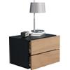 VCM Nachtschrank | Wandschublade | Wandboard | Nachttisch | Maße ca H. 30 x B. 45 x T. 32 cm - Usal L 45 cm Schwarz/Honig-Eiche