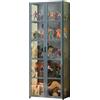 Poxvythb Vetrina scaffale acrilico Acrilico Dynamic vetrina espositiva da parete 62x33x161 cm - grigio Modulo espositivo mobile con scaffalatura regolabile e basi rotanti