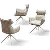 PAZZO DESIGN Poltrona imbottita Girevole Ornella con Poggiatesta e Braccioli, Set Da 1, Bianco/Tortora, Poltrona Tessuto, Relax, Lettura, Comoda, Gambe Metallo, Sala da Pranzo, Ufficio - id_2344