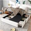Wyibwy Letto matrimoniale imbottito,140x200cm,con testata,tre cassetti, contenitore idraulico,giroletto matrimoniale,cameretta completa,senza materasso,in velluto,beige
