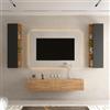 Planetmöbel Mobile TV, Tavolo TV 160 cm di lunghezza, 2x Armadi TV 40x130x17 cm sospesi per il soggiorno, 1x Mobili bassi 160x30x37,8 cm, Rovere oro