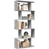 IBUQDDV Mobile Basso Soggiorno Scaffale Salvaspazio Mobiletto Cucina Salvaspazio Vetrina Soggiorno Libreria Divisorio 5Piani Grigio Cemento 70x24x161cm Truciolato per Sala Studio Camera Da Letto Soggiorno