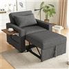 Kebnor Divano letto multifunzionale pieghevole con porta USB e supporto per cellulare, 1 posto, poltrona relax convertibile, salvaspazio per soggiorno e camera da letto, tessuto in corduroy (Grigio)