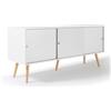 IDMarket - Credenza bassa scandinava 135 cm EFFIE 3 ante legno bianco