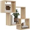 KUBUTKU Scaffale decorativo da parete con 3 ripiani 78 x 71 x 18 cm design scandinavo moderno per soggiorno cucina ufficio camera da letto bagno mensola da appendere libreria (Sonoma)