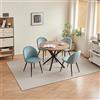 GrandCA HOME Set Tavolo e Sedie da Pranzo, Tavolo Rotondo da 100 cm e 4 Sedie in Velluto Nordico, Adatto a Soggiorno, Sala da Pranzo e Cucina (Venature in Legno Scuro + Verde)