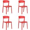 Totò Piccinni Sedia DELTA in Polipropilene in fibra di Vetro Moderne Design Impilabile (Rosso, 4)