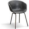 KONTE.DESIGN Set di 4 sedie COPENAGHEN rivestite in ecopelle antracite e gambe in metallo nero