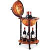 KOMFOTTEU Porta Bottiglie di Vino con Ruote, Mappamondo Bar, Portabottiglie Vino in Legno Eucalipto, Carrello da Bar, Mini Bar con Ruote a Stile Classico (45 x 45 x 88 cm, marrone)