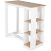 IDMarket - Tavolo alto da bar BARTH da 2 a 4 persone con piano in legno bianco traforato effectto faggio