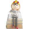 Baroni Home Soprammobile Natalizio Dipinto a Mano, Decorazione a tema Natale, Statuetta da Interno e Esterno in Ceramica, Vestito Grigio Piedini, 13X10X17 cm