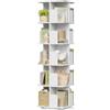 EUGAD Libreria Girevole a 5 Livelli, Libreria Alta e Stretta, Scaffale d'Angolo a Pavimento, Scaffale Girevole per Libri, Bianco