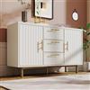 Ctastay Cassettiera a 2 Ante e 3 Cassetti, Buffet, Mobile Contenitore con Ripiani Regolabili, Credenza, Mobile ad Angolo, Mobile da Soggiorno, Bianco 120x40x75 cm