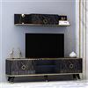 HOMIDEA SOPHIA Set Soggiorno - Parete Attrezzata - Mobile TV Porta con 2 Armadietti per Salotto con mensola da muro in Moderno Design (Nero)