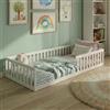 Kids Collective Letto per bambini Letto da terra 90x200 cm con protezione anticaduta e rete a doghe Lettino Montessori Bianco Altre misure 120x200 cm 140x200 cm