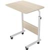 sogesfurniture 60 x 40 cm, tavolino da letto, divano per computer portatile, altezza regolabile, tavolino con 4 ruote bloccabili, acero bianco 05-60 MP-BH