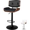 ALFORDSON Sgabello da bar regolabile con rotazione a 360° e alzata a gas - Seduta in similpelle con bottoni, base solida, design Odette per bancone da cucina o isola, Pelle PU, Nero