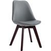 CLP Sedia Da Pranzo Manado Scandinava I Sedia Soggiorno Imbottita In Similpelle E Legno Di Faggio Alt.47 CM Colore:grigio;Colore del telaio:noce