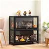 Koubhyj 70x33x73cm Vetrine per Collezionismo, 2 Strato Vetrinetta in Vetro, Vetrina Espositiva Vetrina Soggiorno per Oggetti Da Collezione, Libri, Modelli, Nero/Trasparente su Tre Lati