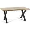 SIEDITI FUORI E DENTRO Tavolo rettangolare 160x90 cm stile industriale con gambe ad incrocio e top in laminato effetto legno, tavolo da pranzo industrial per 6 persone, gambe ad incrocio - Alex (Legno, 160x90 cm)