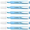 STABILO Set di 6 evidenziatori Swing Cool Punta smussata, 1-4 mm, colore: Blu cielo