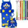 LEGAMI Set di 7 penne gel cancellabili + astuccio super morbido + portachiavi in peluche regalo | forniture scolastiche per bambini, adolescenti e studenti | graziosi disegni a tema animale