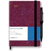 PRESTIGE & DELUXE Agenda Seven Cartomania Shine It Up a Rossa Bordeaux Glitter blocco fisso 2026 21x15 cm Giornaliera 12 mesi con penna Touch - chiusura con elastico + penna a scatto e segnalibro