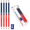 Pryma Matita Bicolore Rosso e Blu + Temperino Incluso - Matite a Doppia Punta per Scuola e Ufficio (Punta 2,8 mm)