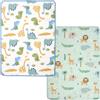 PERLETTI Traversine Neonato Fasciatoio Impermeabili Pacco Doppio - Traversa Teli Cambio Bambino Lavabili in Lavatrice - Traverse Bimbo Riutilizzabili Versatili Morbide (Set Azzurro + Verde, 50x70 cm)