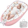URMYWO Riduttore Lettino Neonato 90x55 cm Cuscino Doppia Faccia Riduttore per Culla Neonato in Cotone 100% Puro Fatto a Mano per Massimo Comfort (Rosa)