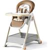 Veitoalioy Pelle PU Seggiolone, Seggiolone Pappa 0 36 Mesi, Sedile da Pranzo Multi-funzionale e Multi-ingranaggio Regolabile, Sedili Per Pasti Dotati Di Ruote e Piatti Staccabili (808 Khaki)