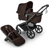 Bugaboo Fox 5 Renew, Passeggino Multi-Terreno 2 in 1 per Bambini, Chiusura Facile, Navicella Spaziosa, Seduta da Bambino Estensibile, Telaio Nero e Cappottina Cocoa Brown