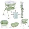 MS BabyWorld - BUBBLE + CUSCINO RIDUTTORE - Vaschetta Bagnetto Ergonomica con Supporto | Fasciatoio Impermeabile Imbottito | Chiusura Compatta | Organizzatore | 4 Ruote con Freni