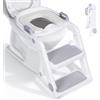 moovkee. Riduttore WC Bambini con Scaletta Grigio Dai 18 Mesi - Adattatore WC per Bambini Pieghevole, Maschietti e Femminucce - Regolazione Continua in Altezza - Completamente Ripiegabile