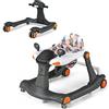 LIFEZEAL 2 in 1 Girello per Bambini 6-18 Mesi, Primi Passi, Baby Walker, Carrellino, Altezza, Velocità Regolabili, Pieghevole, Portatile, con Luce, Musica, Imparare a Camminare, Max 15 kg, Nero