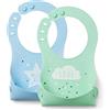 Nuvita 4370 Bavaglino arrotolabile in silicone unico azzurro verde