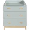 Rebecca Mobili Mobiletto con Fasciatoio, Cassettiera Fasciatoio, Verde Acqua Marrone, MDF Pino, Compatto, con Fasciatoio Removibile - Misure HxLxP: 100 x 80 x 42 cm - Art. RE6985