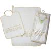 Bubabù Set ASILO SCUOLA MATERNA da ricamare GIUNGLA 2 pezzi: bavaglino spugna con elastico cm.28x33 e asciugamano cm.40x52 Completo asilo con aida per ricamo punto croce Cotone 100% Made in Italy (Ecrù)